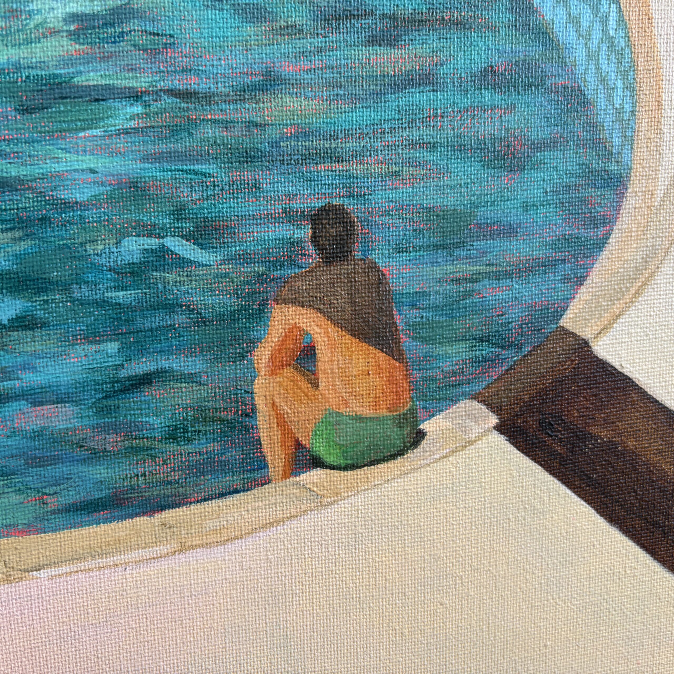 Haludovo Palace (The Penthouse), 2025 close up of bather sitting